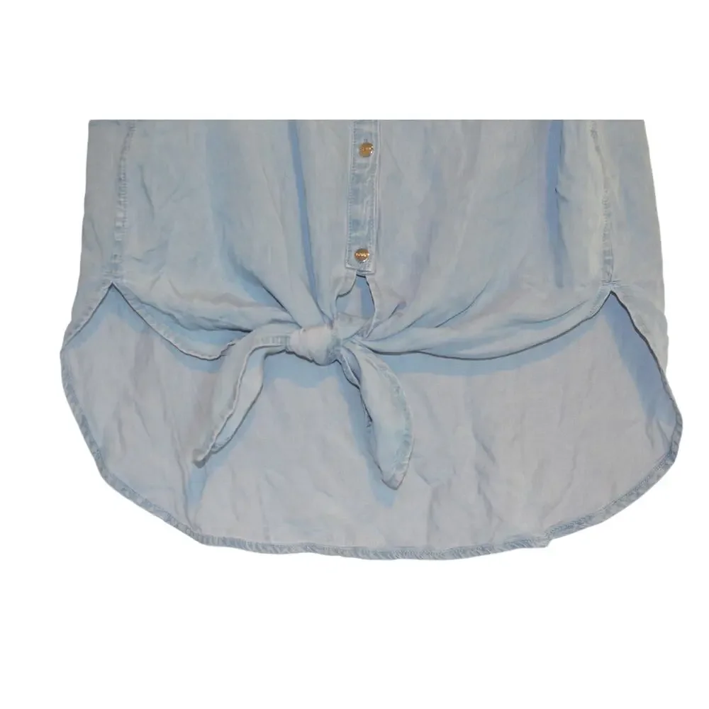 DKNY Women's Short-Sleeve Tie-Front in Light Chambray